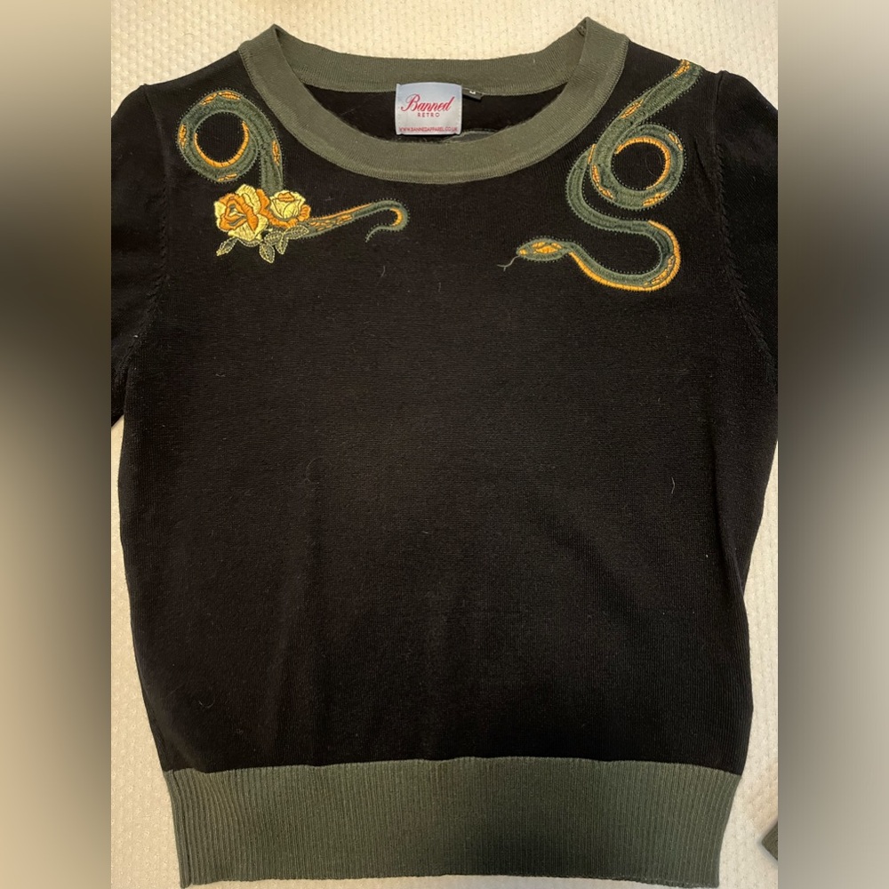 Banned retro embroidered snake sweater